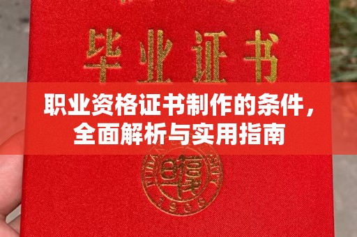 龙岩职业资格证书制作的条件，全面解析与实用指南